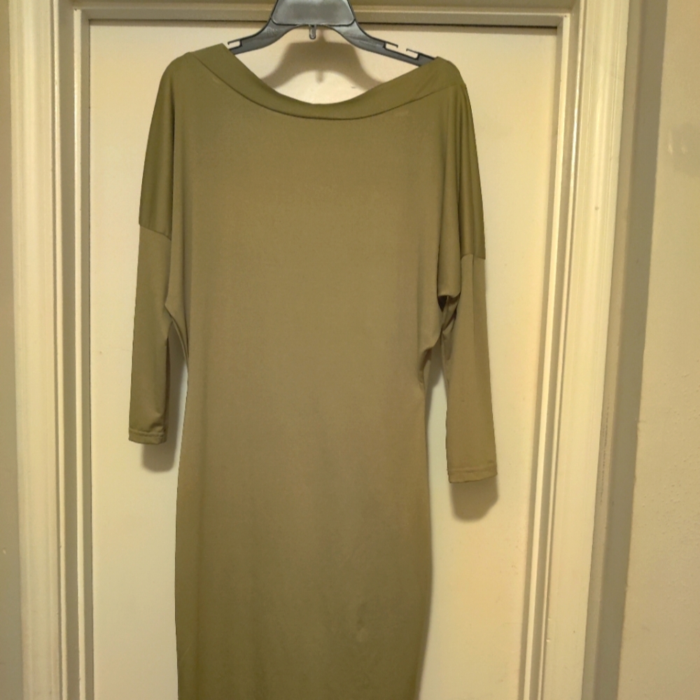 Olive Off the Shoulder Dress
